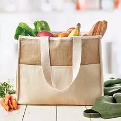 shopper juta adatte a contenere alimenti riutilizzabili per frutta e verdura