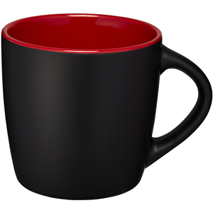Tazza personalizzata in ceramica nera con interno colorato 340 ml RIVIERA 100476 - Nero - Rosso