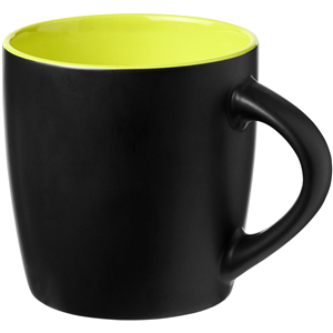 Tazza personalizzata in ceramica nera con interno colorato 340 ml RIVIERA 100476 - Nero - Lime