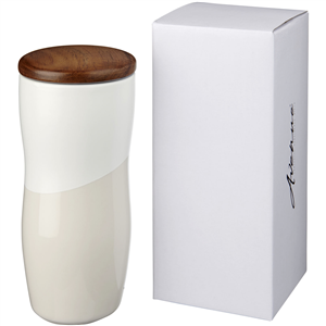 Bicchiere termico personalizzato in ceramica doppia parete 370 ml Avenue RENO 100592 - Bianco 