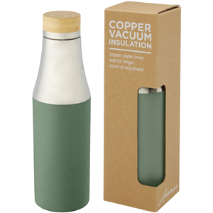 Bottiglia termica acciaio con dettagli legno 540 ml Avenue HULAN 100667 - Verde Melange 