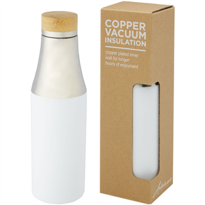 Bottiglia termica acciaio con dettagli legno 540 ml Avenue HULAN 100667 - Bianco 