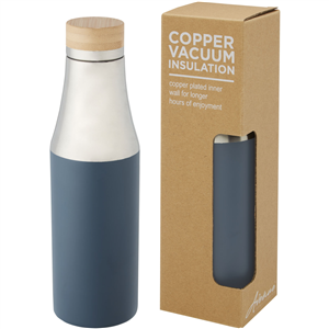 Bottiglia termica acciaio con dettagli legno 540 ml Avenue HULAN 100667 - Blu Ghiaccio 
