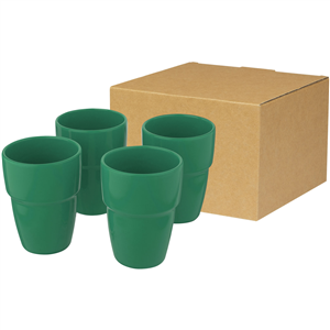 Bicchieri riutilizzabili in ceramica 280ml set 4 pezzi STAKI 100686 - Verde 