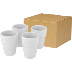 Bicchieri riutilizzabili in ceramica 280ml set 4 pezzi STAKI 100686 - Bianco 