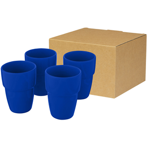 Bicchieri riutilizzabili in ceramica 280ml set 4 pezzi STAKI 100686 - Blu 