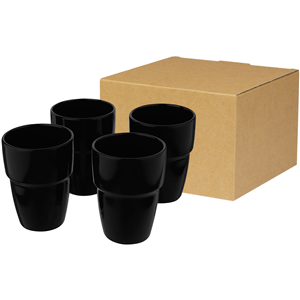 Bicchieri riutilizzabili in ceramica 280ml set 4 pezzi STAKI 100686 - Nero 