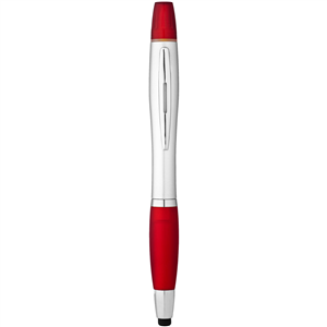 Penna con evidenziatore e touch screen NASH 106581 - Silver - Rosso