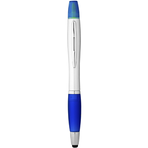 Penna con evidenziatore e touch screen NASH 106581 - Silver - Blu Royal