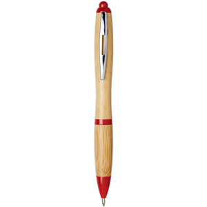 Penna a sfera in bamboo NASH 107378 - Naturale - /Rosso