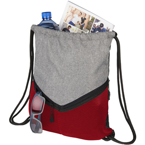 String bag personalizzata in poliestere VOYAGER 120385 - Rosso - Grigio
