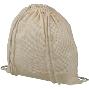 Zainetto a sacca personalizzata in cotone con frontale in rete MAINE 120483 - Natural 