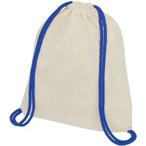Zainetto a sacca personalizzata con laccetti colorati in cotone OREGON 120489 - Natural - Blu Royal