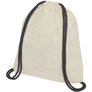 Zainetto a sacca personalizzata con laccetti colorati in cotone OREGON 120489 - Natural - Nero