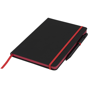 Taccuino personalizzabile con penna e copertina con elastico NOIR EDGE 210210 - Nero - Rosso