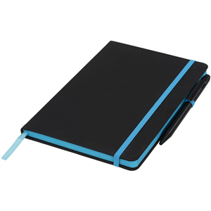 Taccuino personalizzabile con penna e copertina con elastico NOIR EDGE 210210 - Nero - Blu