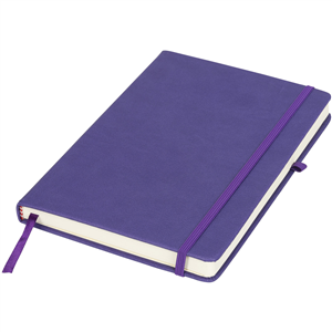 Quaderno con elastico e copertina in poliuretano tattile e portapenna RIVISTA 210212 - Viola 