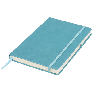 Quaderno con elastico e copertina in poliuretano tattile e portapenna RIVISTA 210212 - Azzurro Acqua 