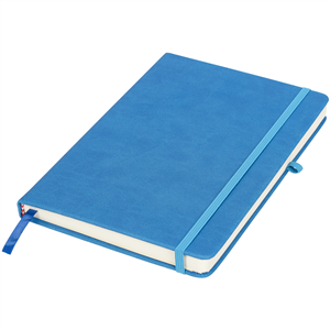 Quaderno con elastico e copertina in poliuretano tattile e portapenna RIVISTA 210212 - Blu 