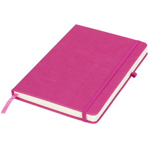 Quaderno con elastico e copertina in poliuretano tattile e portapenna RIVISTA 210212 - Magenta 