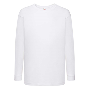 Maglia personalizzabile da bambino maniche lunghe in cotone bianco 170gr Fruit of the Loom KIDS VALUEWEIGHT LONG SLEEVE T 610070-WH - Bianco
