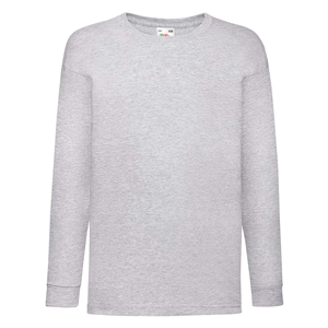 T shirt personalizzata da bambino maniche lunghe in cotone 170gr Fruit of the Loom KIDS VALUEWEIGHT LONG SLEEVE T 610070 - Grigio Melange