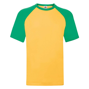 T-shirt personalizzabile uomo in cotone 170gr Fruit of the Loom VALUEWEIGHT SHORT SLEEVE BASEBALL T 610260 - Girasole - Verde Prato