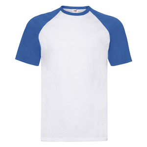 T-shirt personalizzabile uomo in cotone 170gr Fruit of the Loom VALUEWEIGHT SHORT SLEEVE BASEBALL T 610260 - Bianco - Royal