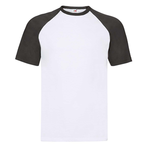 T-shirt personalizzabile uomo in cotone 170gr Fruit of the Loom VALUEWEIGHT SHORT SLEEVE BASEBALL T 610260 - Bianco - Nero