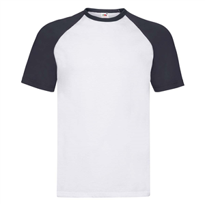 T-shirt personalizzabile uomo in cotone 170gr Fruit of the Loom VALUEWEIGHT SHORT SLEEVE BASEBALL T 610260 - Bianco - Blu Notte
