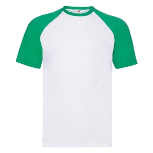 T-shirt personalizzabile uomo in cotone 170gr Fruit of the Loom VALUEWEIGHT SHORT SLEEVE BASEBALL T 610260 - Bianco - Verde