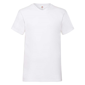 T-shirt personalizzabile uomo bianca in cotone 160gr Fruit of the Loom VALUEWEIGHT V-NECK T 610660-WH - Bianco