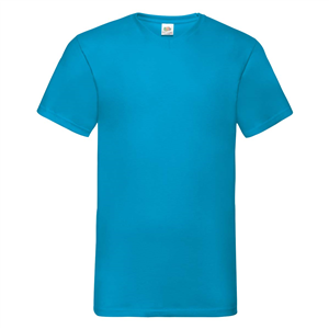 T-shirt personalizzabile uomo in cotone 160gr Fruit of the Loom VALUEWEIGHT V-NECK T 610660 - Azzurro