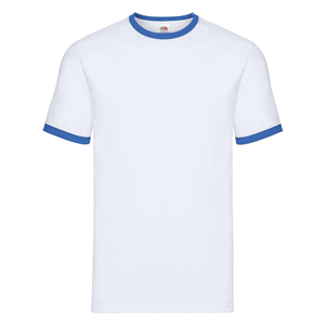 T shirt personalizzata uomo in cotone 170gr Fruit of the Loom VALUEWEIGHT RINGER T 611680 - Bianco - Royal