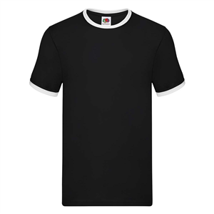 T shirt personalizzata uomo in cotone 170gr Fruit of the Loom VALUEWEIGHT RINGER T 611680 - Nero - Bianco