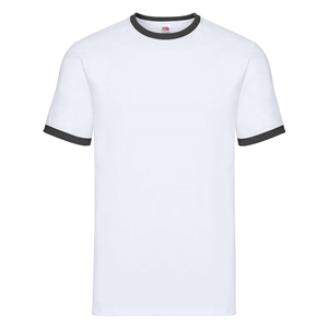 T shirt personalizzata uomo in cotone 170gr Fruit of the Loom VALUEWEIGHT RINGER T 611680 - Bianco - Nero