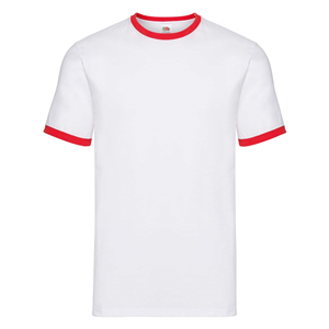 T shirt personalizzata uomo in cotone 170gr Fruit of the Loom VALUEWEIGHT RINGER T 611680 - Bianco - Rosso