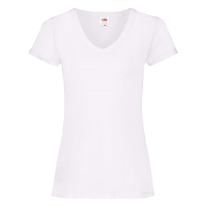 T-shirt personalizzata donna bianca collo a V in cotone 170gr Fruit of the Loom LADIES VALUEWEIGHT V-NECK T 613980-WH - Bianco
