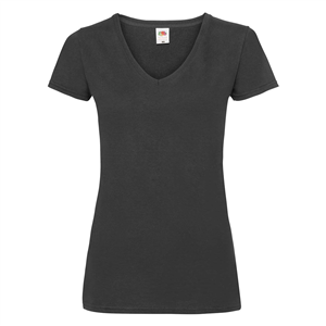 T-shirt personalizzata donna collo a V in cotone 170gr Fruit of the Loom LADIES VALUEWEIGHT V-NECK T 613980 - Nero