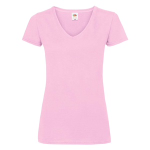 T-shirt personalizzata donna collo a V in cotone 170gr Fruit of the Loom LADIES VALUEWEIGHT V-NECK T 613980 - Rosa Pastello