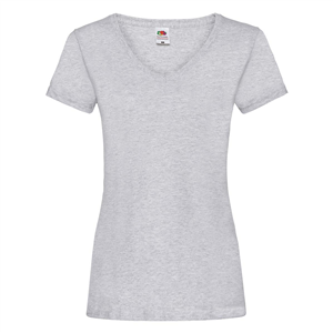 T-shirt personalizzata donna collo a V in cotone 170gr Fruit of the Loom LADIES VALUEWEIGHT V-NECK T 613980 - Grigio Melange