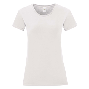 T shirt donna bianca in cotone 150gr Fruit of the Loom LADIES ICONIC 150 T 614320-WH - Bianco