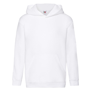 Felpa personalizzata da bambino con cappuccio in policotone 280gr Fruit of the Loom KIDS PREMIUM HOODED SWEAT 620370 - Bianco