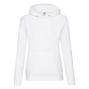 Felpa pubblicitaria da donna con cappuccio in policotone 280gr Fruit of the Loom LADIES CLASSIC HOODED SWEAT 620380 - Bianco