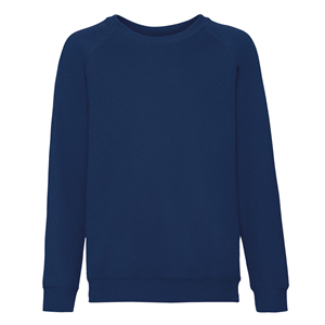 Felpa con logo girocollo bambino in policotone 280gr Fruit of the Loom KIDS CLASSIC RAGLAN SWEAT 620390 - Blu Navy