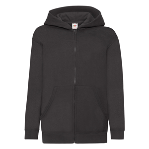 Felpa personalizzata con cappuccio da bambino in policotone 280gr Fruit of the Loom KIDS CLASSIC HOODED SWEAT JACKET 620450 - Nero