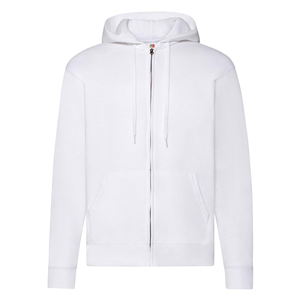 Felpa personalizzabile da uomo con cappuccio in policotone 280gr Fruit of the Loom CLASSIC HOODED SWEAT JACKET 620620 - Bianco