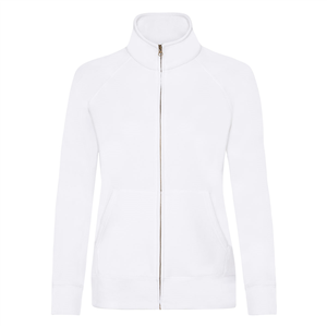 Felpa personalizzabile da donna con zip in policotone 280gr Fruit of the Loom LADIES PREMIUM SWEAT JACKET 621160 - Bianco