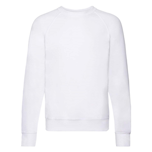 Felpa pubblicitaria da uomo girocollo bianca in policotone 280gr Fruit of the Loom LIGHTWEIGHT RAGLAN SWEAT 621380-WH - Bianco