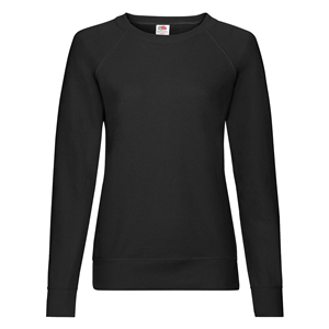 Felpa personalizzabile da donna girocollo in policotone 280gr Fruit of the Loom LADIES LIGHTWEIGHT RAGLAN SWEAT 621460 - Nero